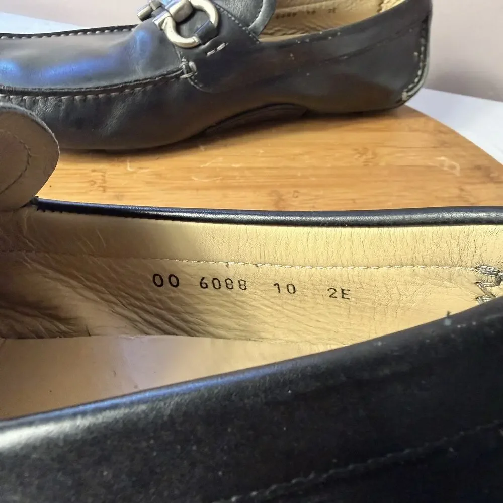 Preowned SALVATORE FERRAGAMO PARIGI Black Calf Leather Men Loafers Size 10 2E